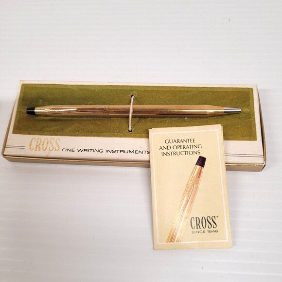 Vintage Cross Ballpoint Pen 1/20 6602 12K Gold Filled Made in USA Works Box - Picture 2 of 7
